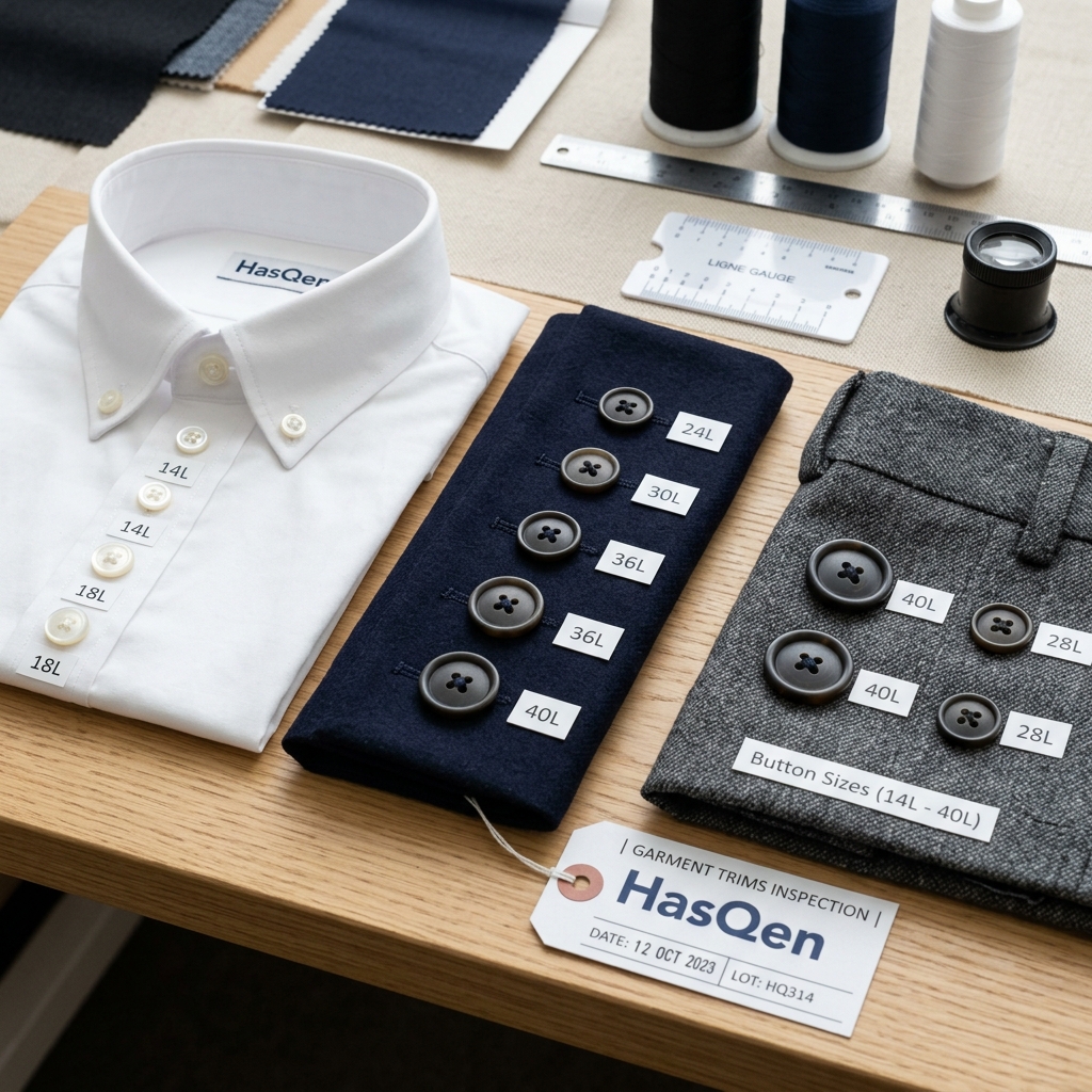 Button Ligne Size Chart from 14L to 40L for shirts, trousers and coats